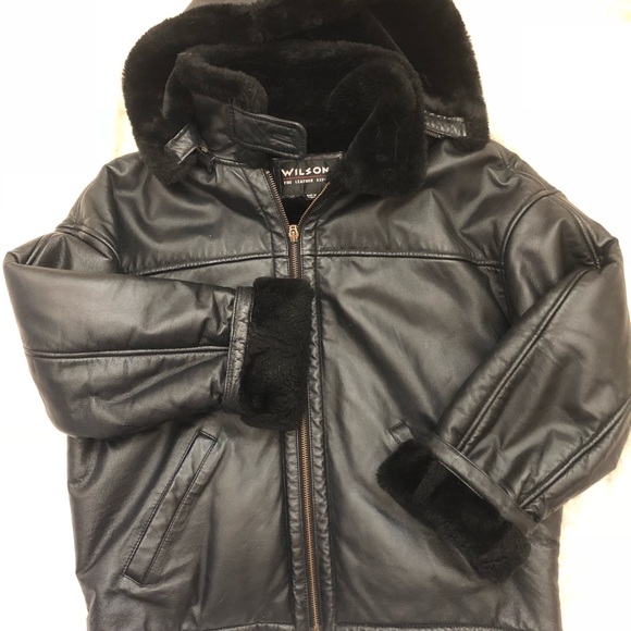Wilsons Leather Jackets & Blazers - Wilson’s Black leather hooded coat size small